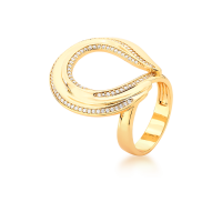 Golden Flow Curved Ring - Size 19