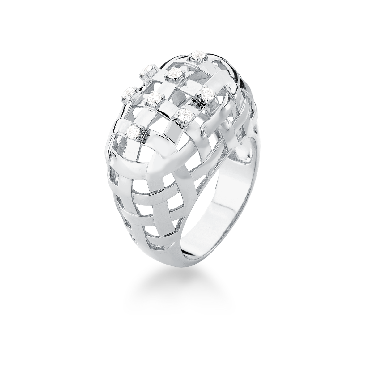 Glowing Wefts Rhodium Oval Ring - Size 19