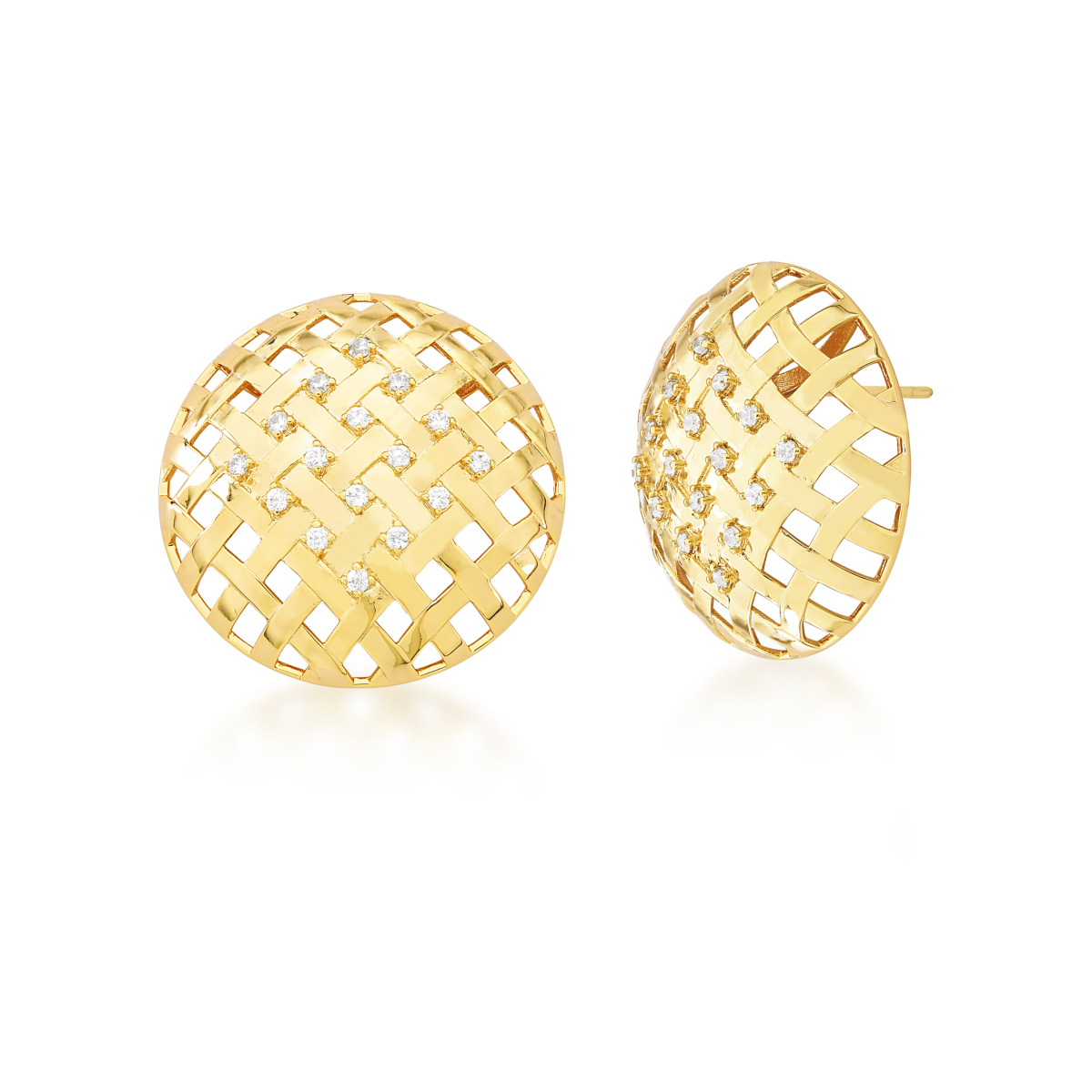 Glowing Wefts Gold Round Earring