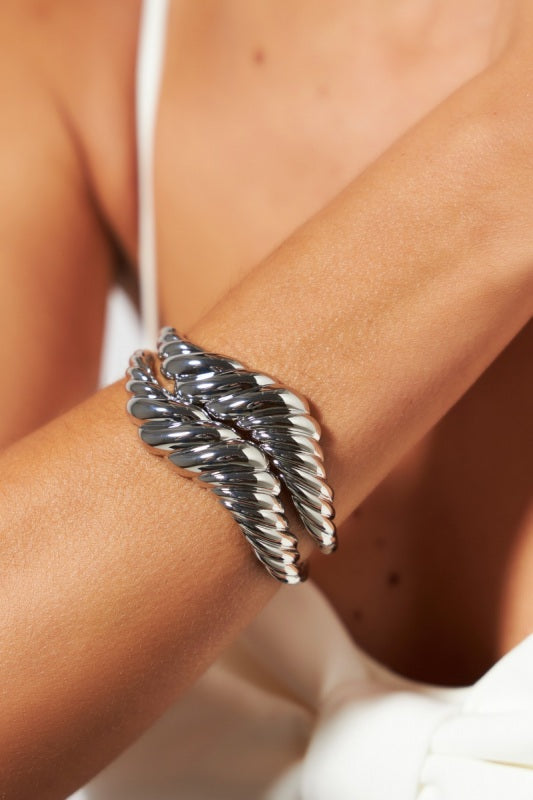 Croissant Curved Silver Bracelet