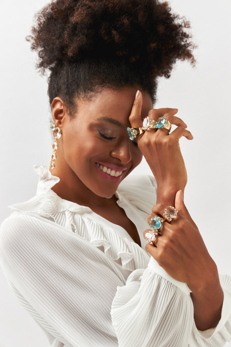 Magic Crystals Oval Clear Crystal Ring - Size 16