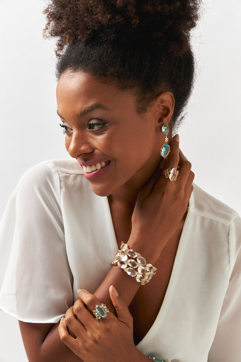 Magic Crystals Marquise Aquamarine Crystal Ring - Size 18