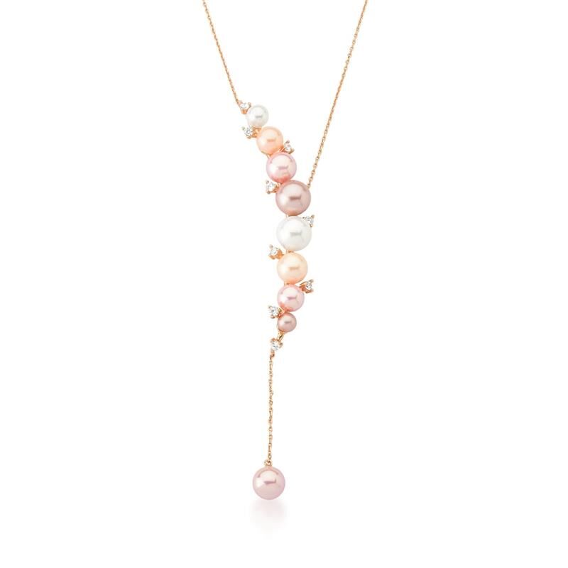 Pastel Pearls Curved Pendant Necklace