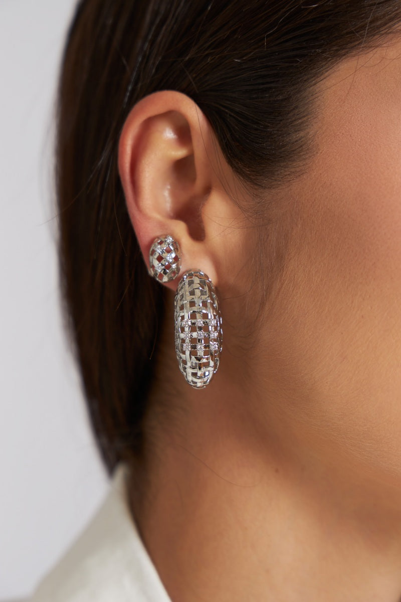 Glowing Wefts Rhodium Half Hoop