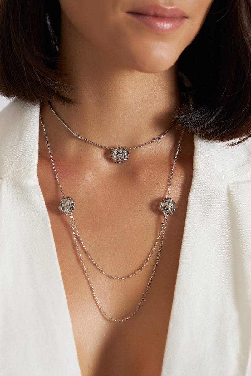 Glowing Wefts Rhodium Choker