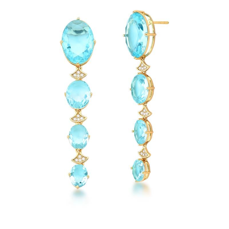 Magic Crystals Large Pendulum Aquamarine Crystal Earrings