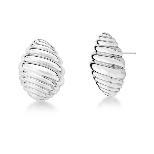 Croissant Convex Rodhium Earring