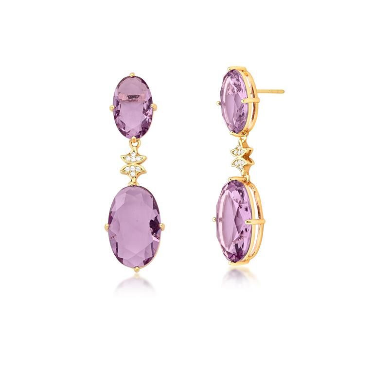 Magic Crystals Medium Pendulum Amethyst Crystal Earrings