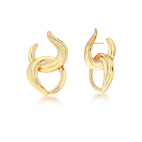 Golden Flow Double Curved Earring