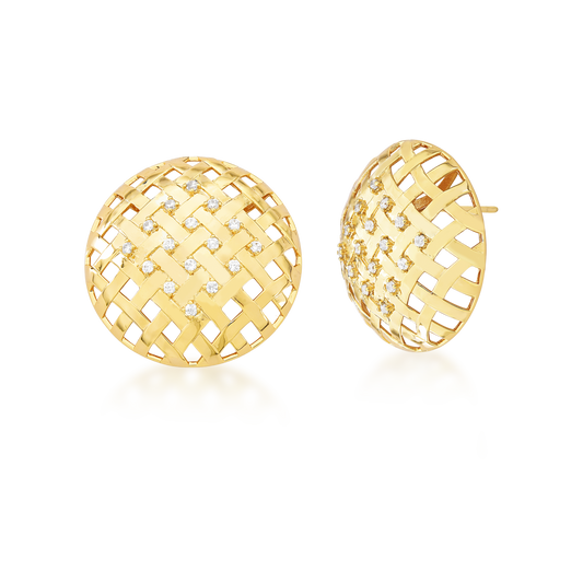 Glowing Wefts Gold Round Earring