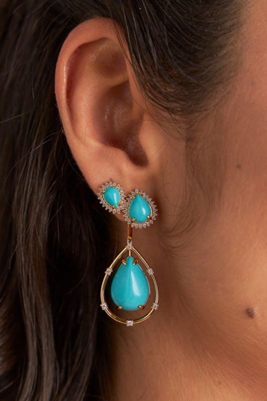 Turquoise Drops 2 in 1 Earrings