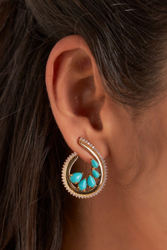 Turquoise Drops Curved Earring