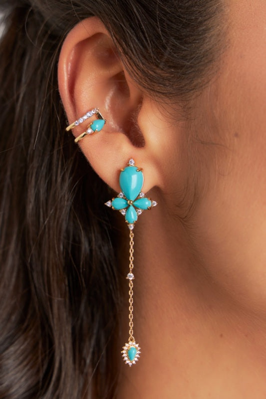 Turquoise Drops Flower Earring