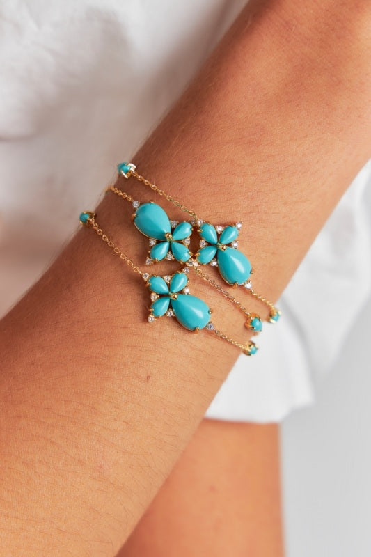 Turquoise Drops Flower Bracelet