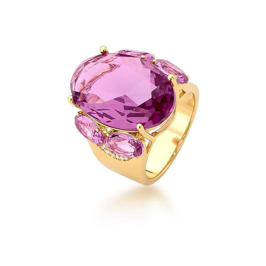 Magic Crystals Oval Amethyst Crystal Ring - Size 17