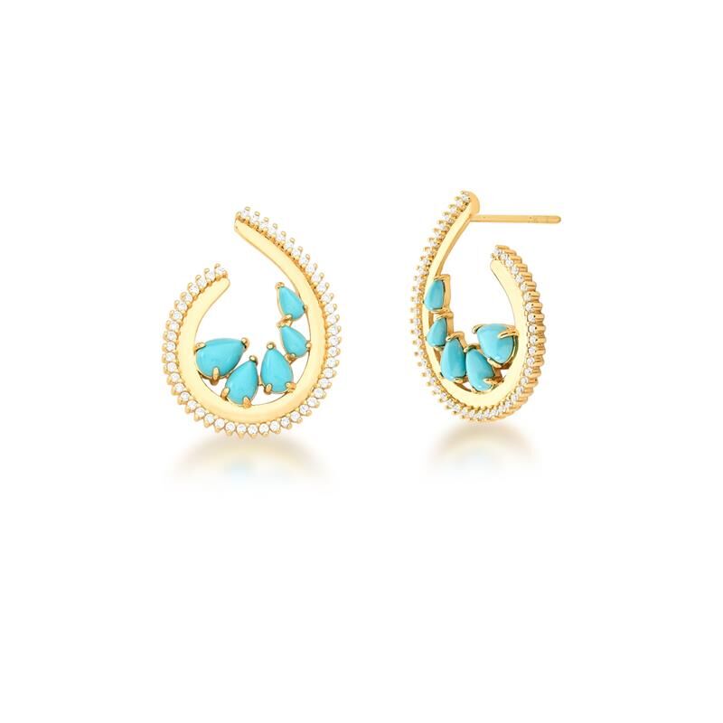 Turquoise Drops Curved Earring