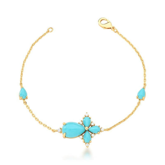 Turquoise Drops Flower Bracelet