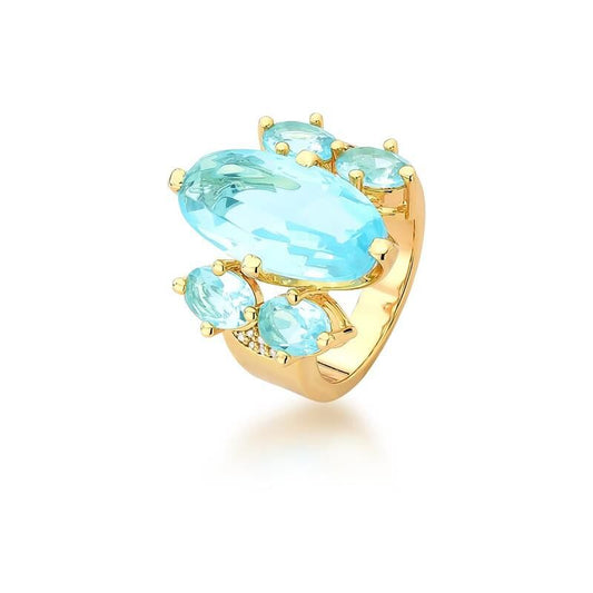 Magic Crystals Marquise Aquamarine Crystal Ring - Size 18