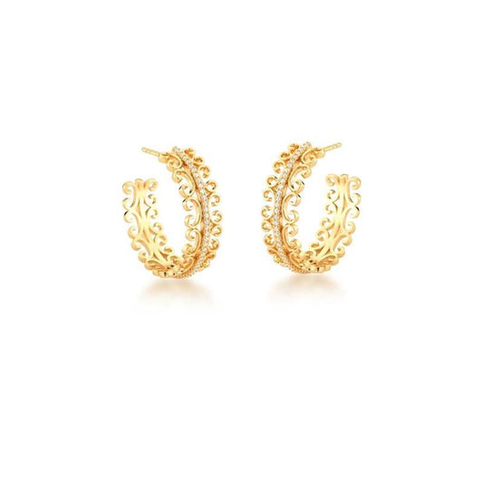 Renaissance Lace Half Hoop Earrings