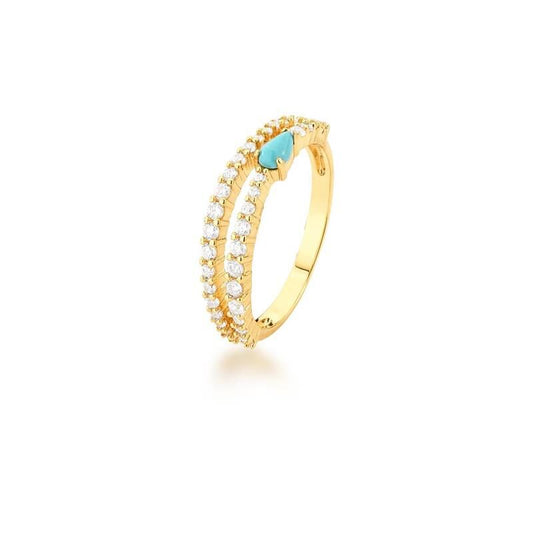 Turquoise Drops Double Ring - Size 20