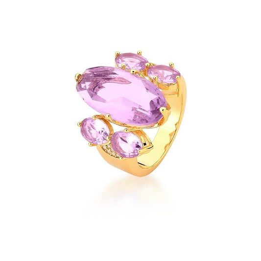 Magic Crystals Marquise Amethyst Crystal Ring - Size 18