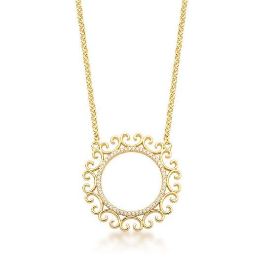 Renaissance Lace Round Pendant Necklace